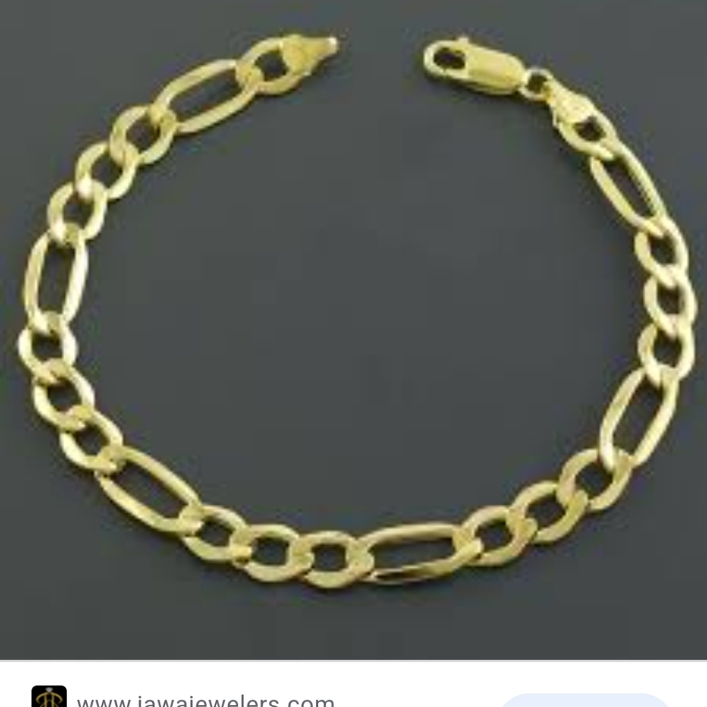 Unisex 14K Gold Plated On 925 Italy Silver Bracelet Flat Cuban Men & Women 7mm